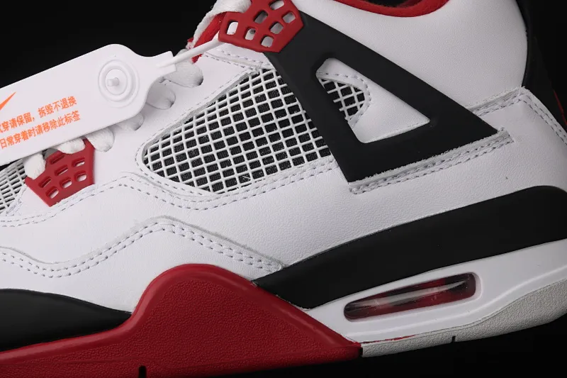All categories Air Jordan Jordan series basketball shoes Air Jordan 4 new version Air Jordan 4 "Varsity Red" AJ4 Jordan 4 re-engraved first year white black red basketball shoes 308497-110